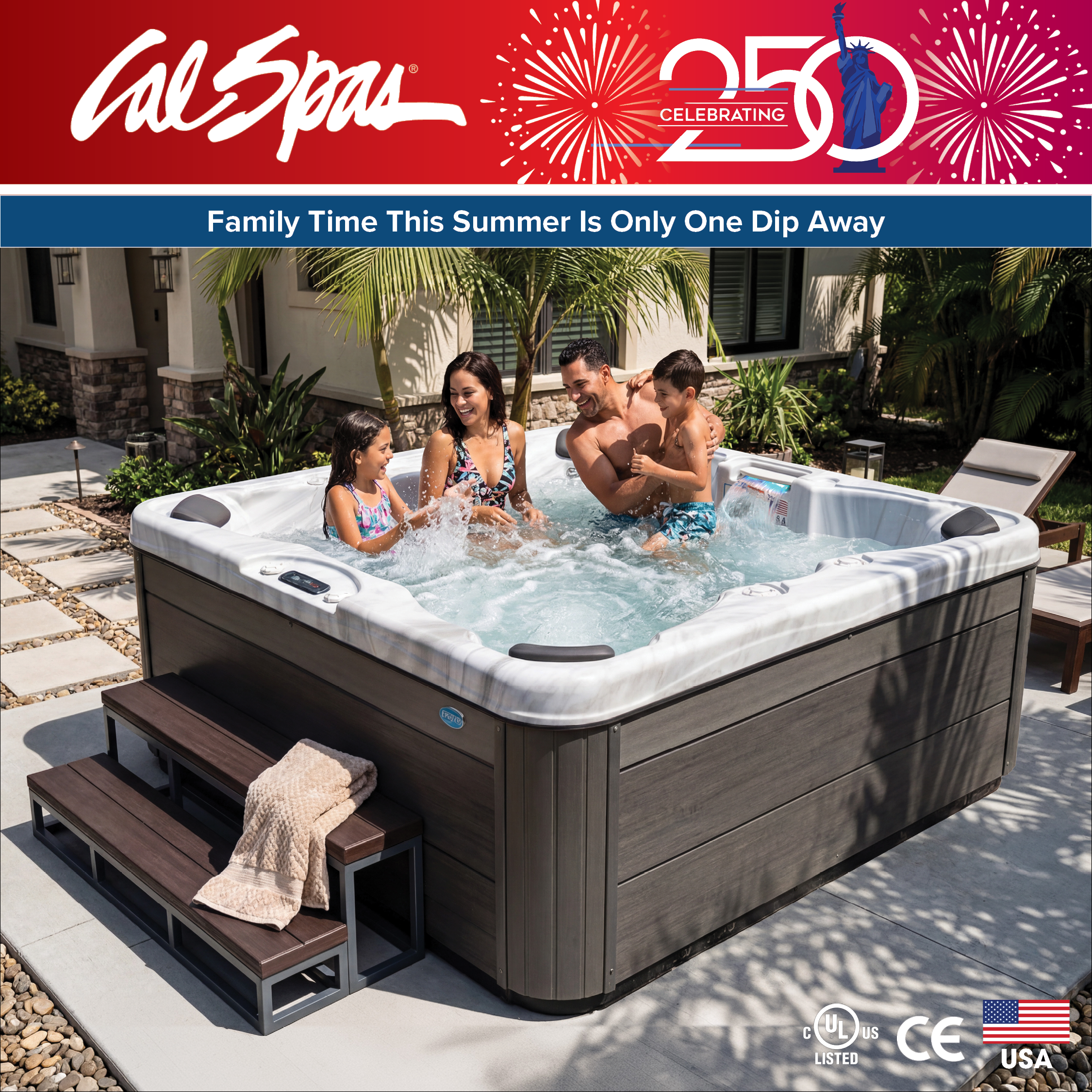 Calspas hot tub being used in a family setting - Amherst